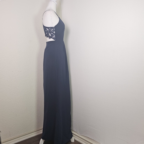 Lovers&Friends Helena Gown Navy Womens Sz 2   Lace Trim Back, Prom,Dance,Formal - Picture 4 of 16